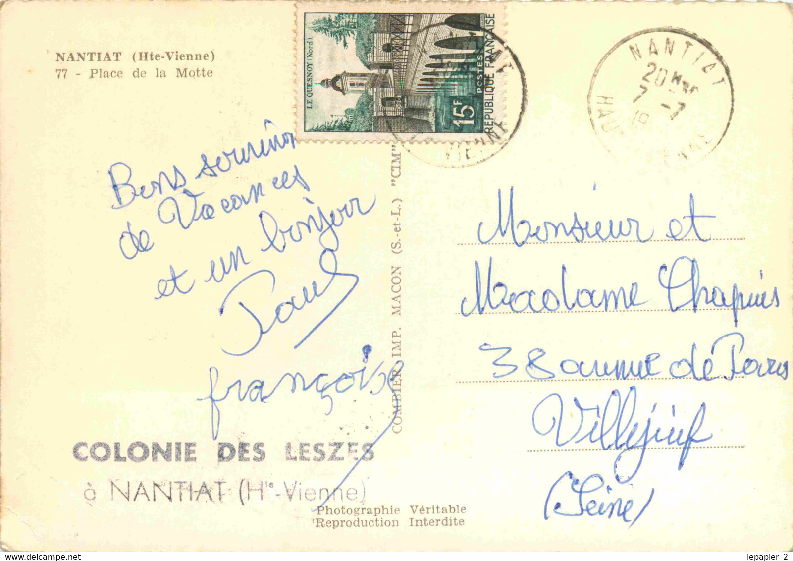 87 NANTIAT PLace De La Motte - Hôtel Des Voyageurs - Magasin Radio TSF CPSM GF Combier N°77 - Nantiat