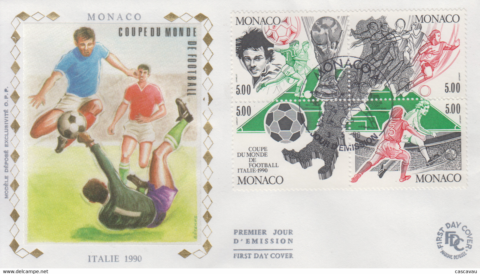 Enveloppe  FDC  1er  Jour    MONACO   Coupe  Du   Monde  De  Football   1990 - 1990 – Italie