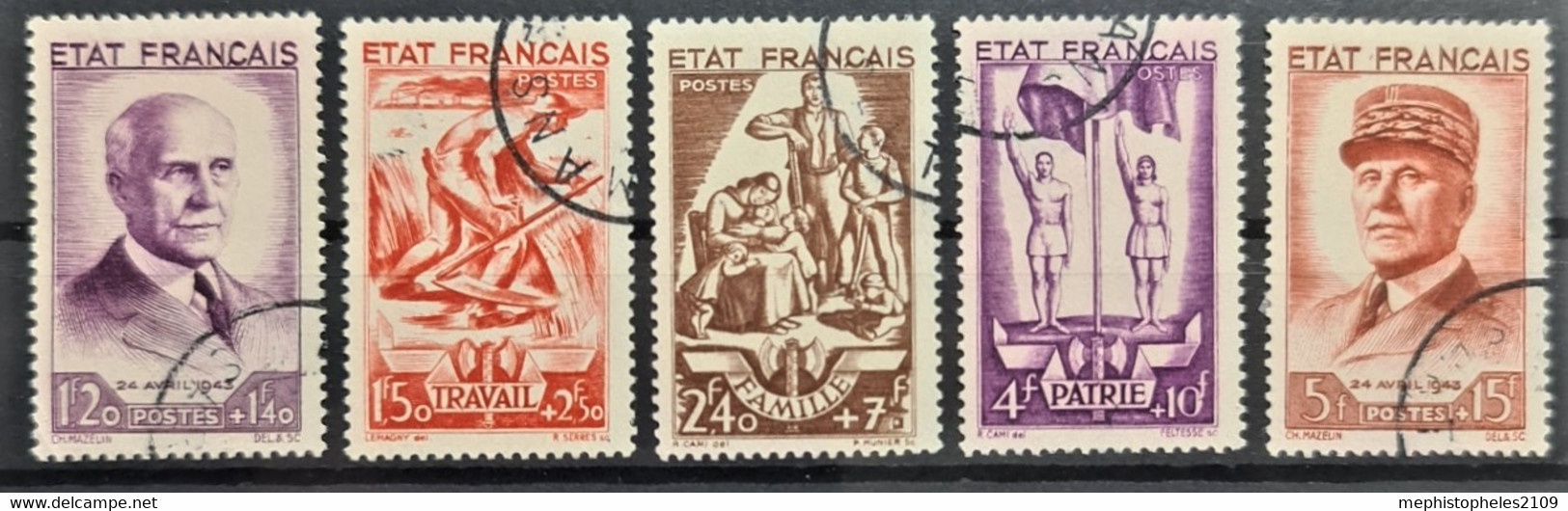 FRANCE 1943 - Canceled - YT 576-580 - Complete Set! - Usados