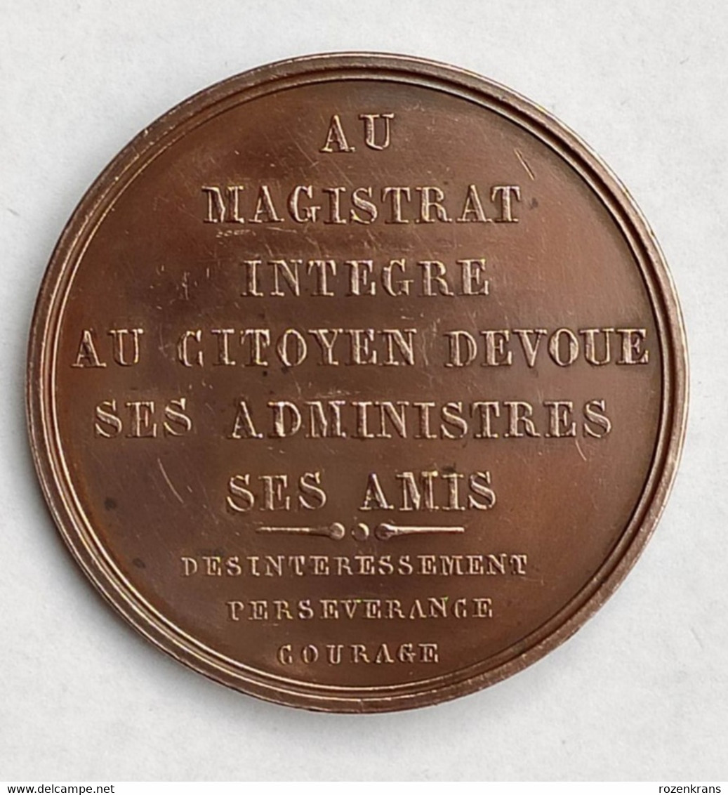 Ancienne Medaille 1838 Nicolas Jean Rouppe Premier Bourgmestre De Bruxelles Burgemeester Adel Noblesse Belgique - Monarquía / Nobleza