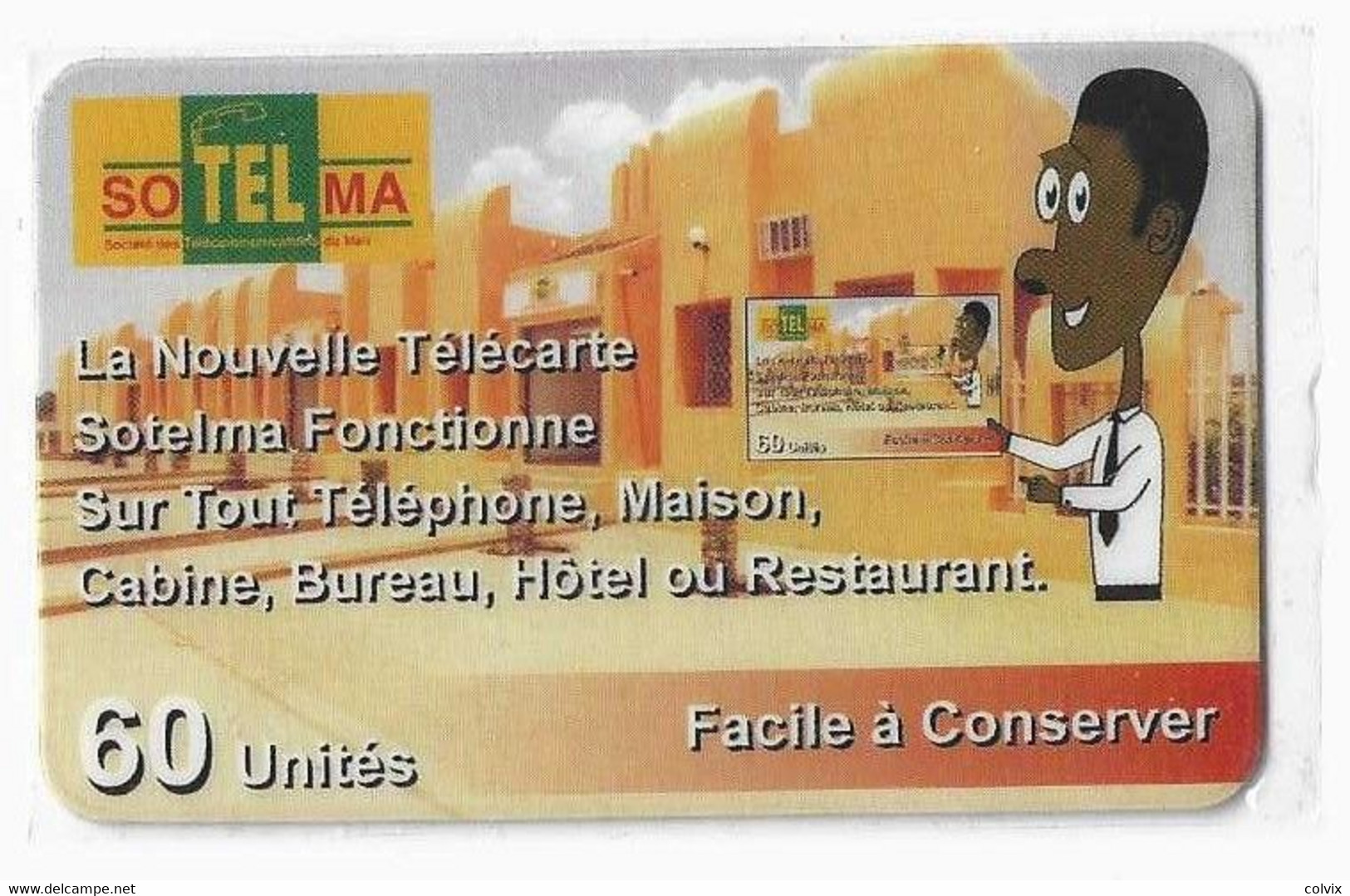 MALI RECHARGE SOTELMA 60U AU VERSO (ligne Une Fois Achetée, La Carte N'est Pas Remboursable) EN DESSOUS DU TRAIT - Mali