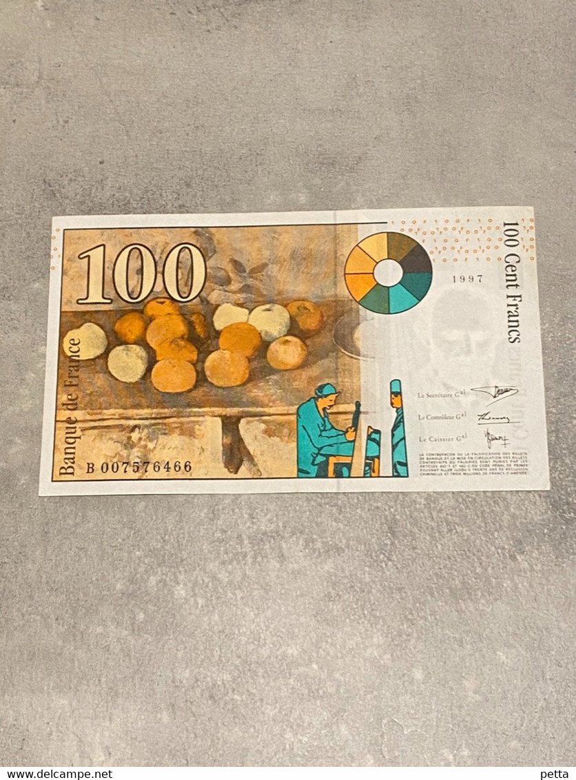 Billet De 100 Francs "Cézanne" --1997-ALPH .B--Numéro .007576466---vendu Dans L état - 100 F 1997-1998 ''Cézanne''