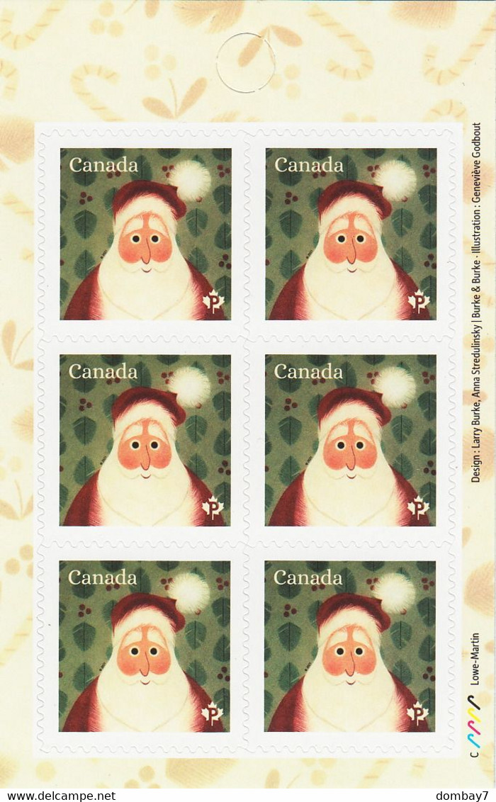 Qc. SANTA CLAUS - CHRISTMAS PORTRAITS = Back Description BKL Page Of 6 Stamps MNH With CANDY CANE Colour ID Canada 2021 - Ungebraucht