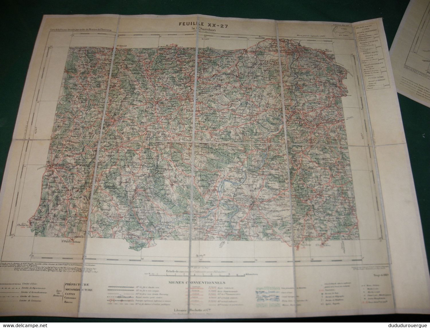 LE CHAMBON :  CARTE DRESSEE PAR ORDRE DU MINISTERE DE L INTERIEUR ,  TIRAGE DE 1910, CARTE  TOILEE - Cartes Topographiques