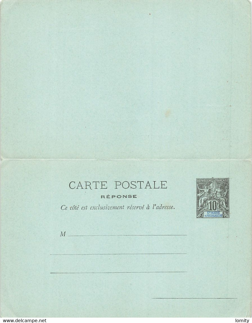 SAINTE MARIE DE MADAGASCAR -  Double Entier Postal Type Groupe 10c Avec Sa Carte Réponse 10c , Stationary Ganzsache - Covers & Documents