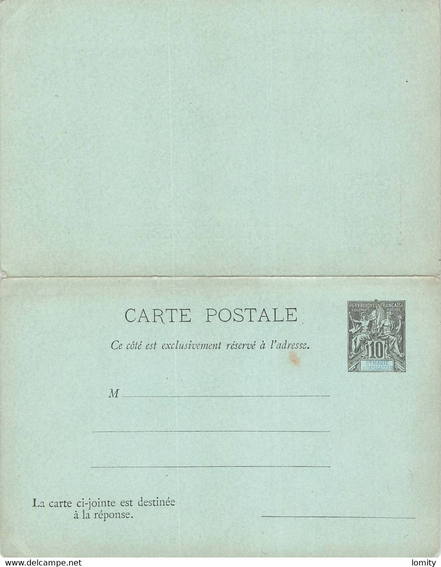 SAINTE MARIE DE MADAGASCAR -  Double Entier Postal Type Groupe 10c Avec Sa Carte Réponse 10c , Stationary Ganzsache - Covers & Documents