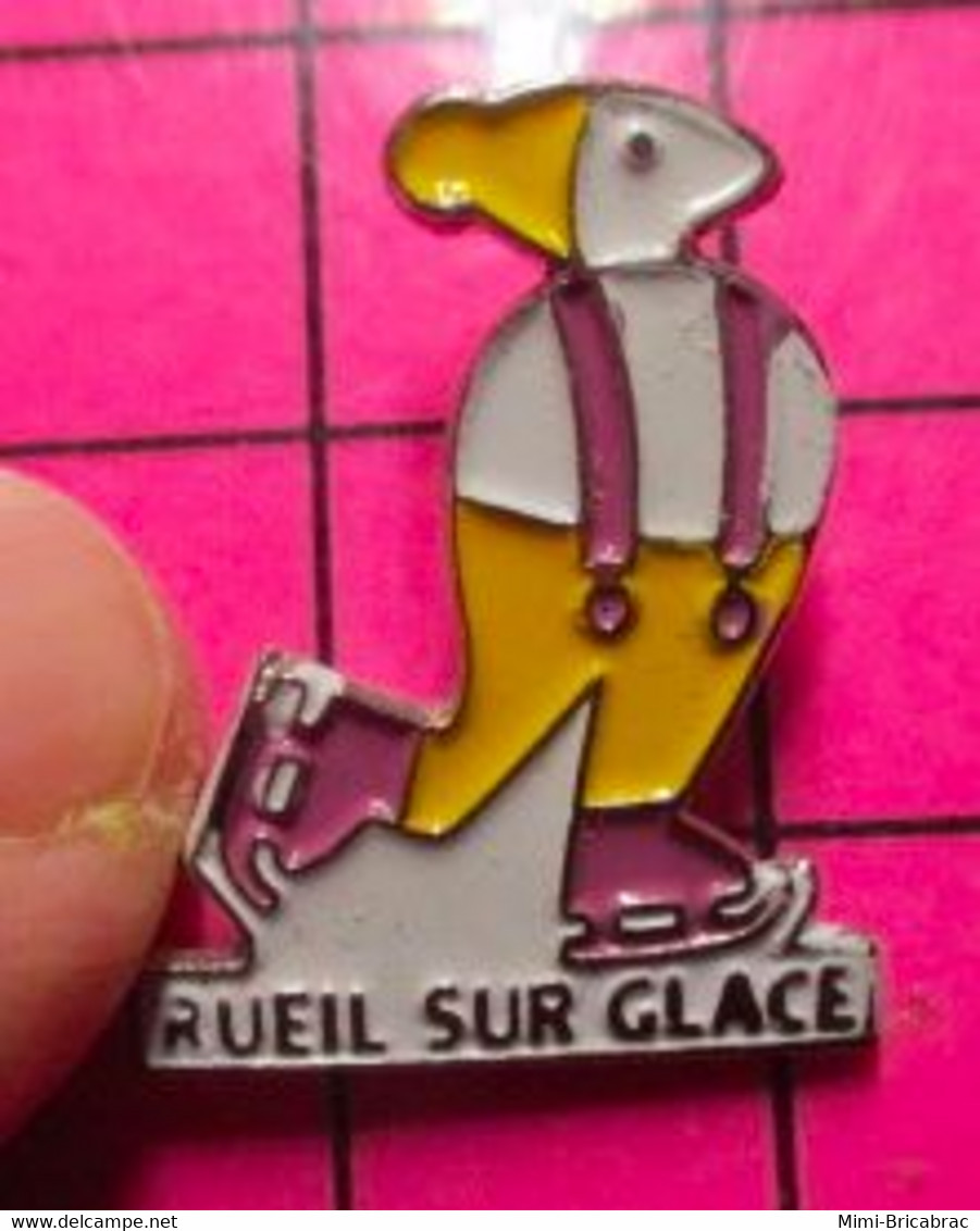 813d Pin's Pins / Beau Et Rare / THEME : SPORTS / PATINAGE ARTISTIQUE RUEIL SUR GLACE Et Le Réchauffement Climatique ? - Pattinaggio Artistico