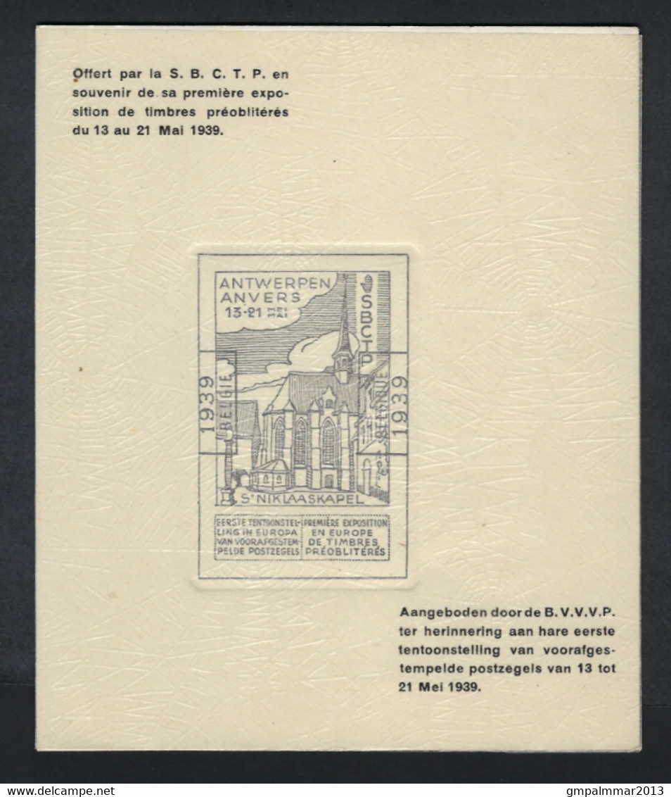 België 1939 Programma + Blaadje Antwerpen - St Niklaaskapel - Uitgifte Nav éérste Tentoonstelling Europa Preo's.LOT 379 - Andere & Zonder Classificatie