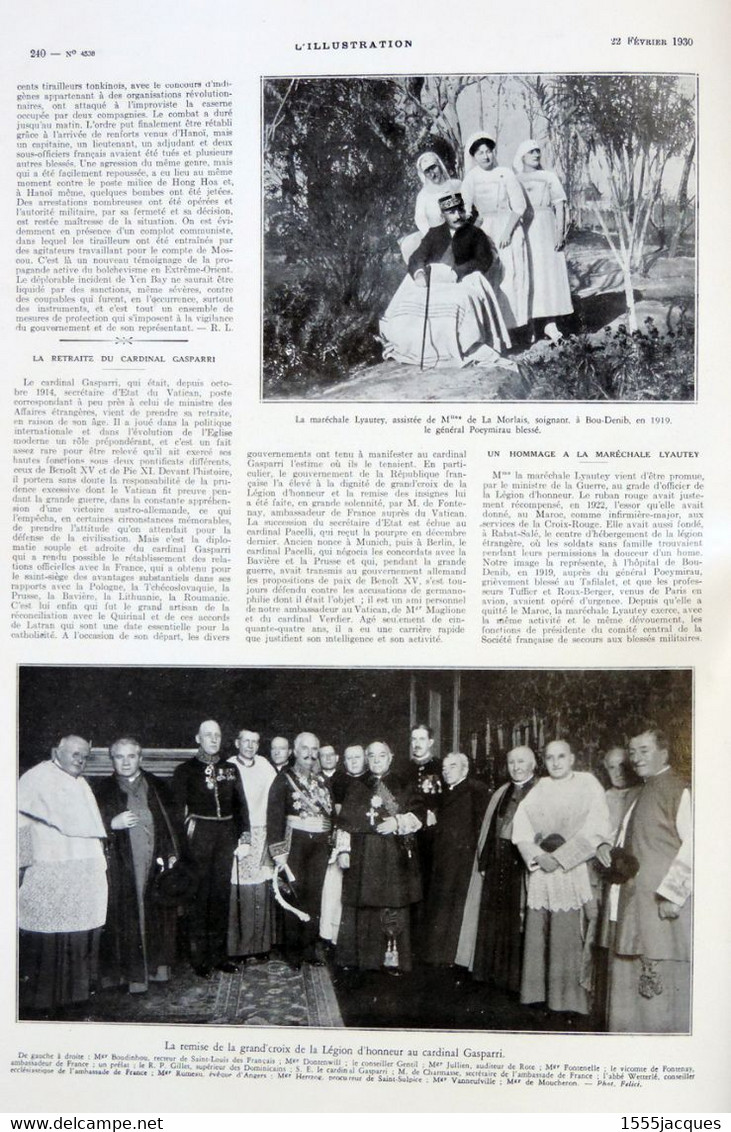 L'ILLUSTRATION N° 4538 22-02-1930 SIMONOF PONDICHÉRY HERNANI SUEZ COURMAYEUR OLÉRON SAINTE-CHAPELLE ASTRONOMIE HOCKEY