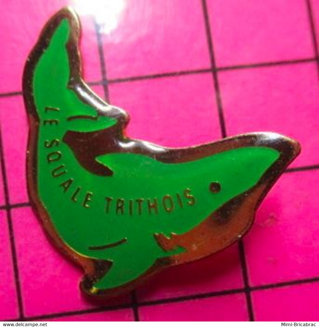 813d Pin's Pins / Beau Et Rare / THEME : SPORTS / NATATION REQUIN VERT LE SQUALE TRITHOIS - Natation