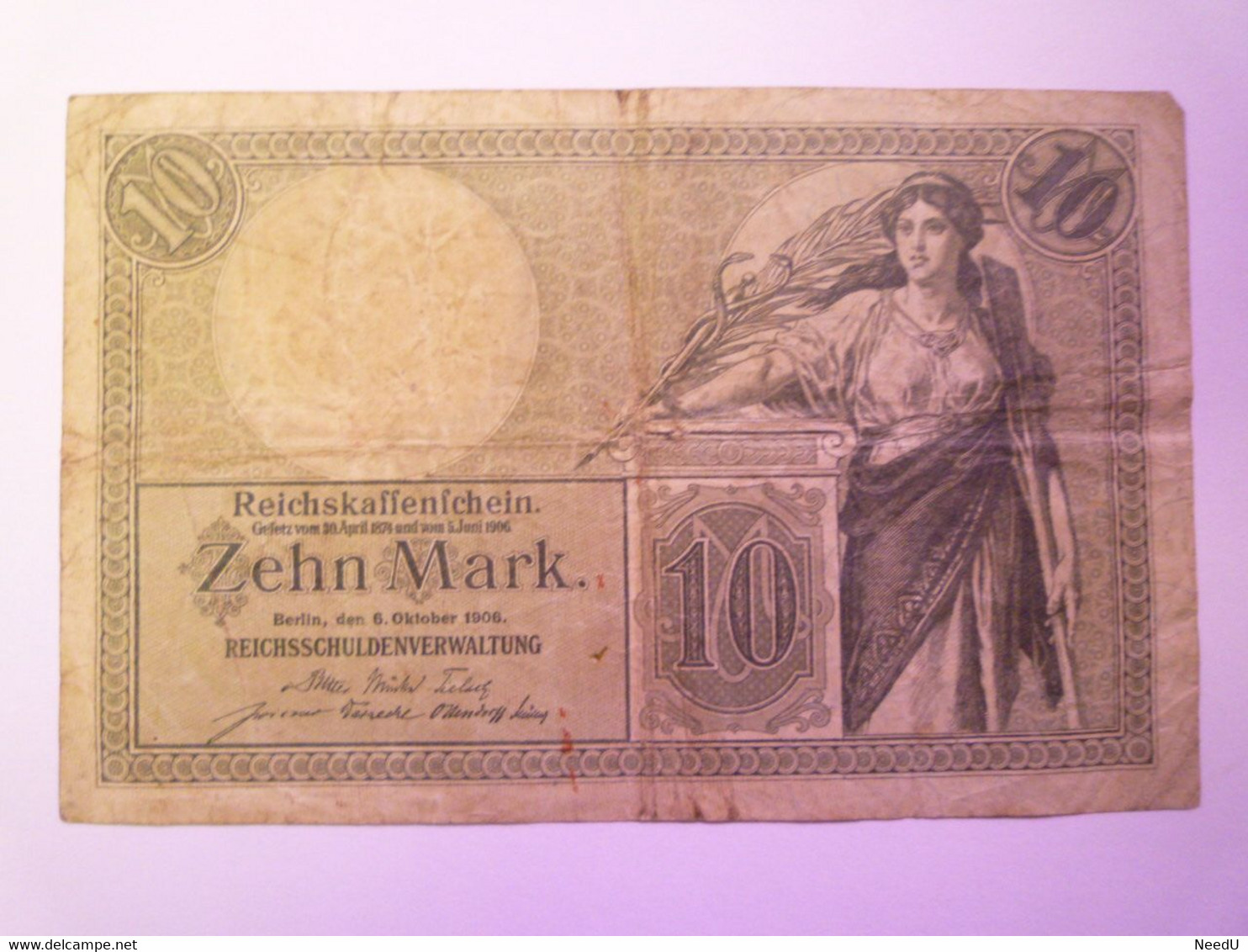 GP 2021 - 262  BILLET De ZEHN MARK  (10 Mark)  REICHSKASSENSCHEIN  BERLIN 6 OCT 1906  XXX - 10 Mark