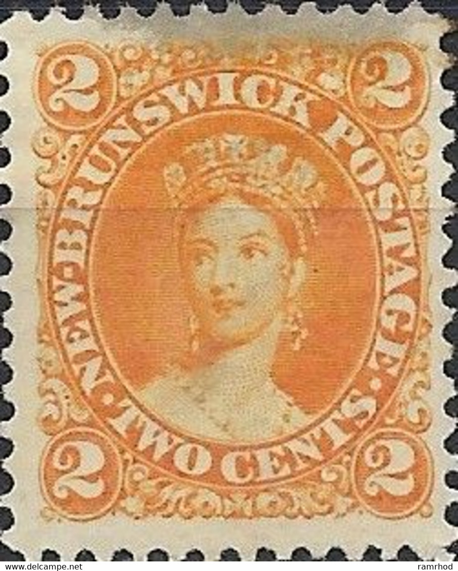 NEW BRUNSWICK 1860 Queen Victoria - 2c - Orange MH - Used Stamps