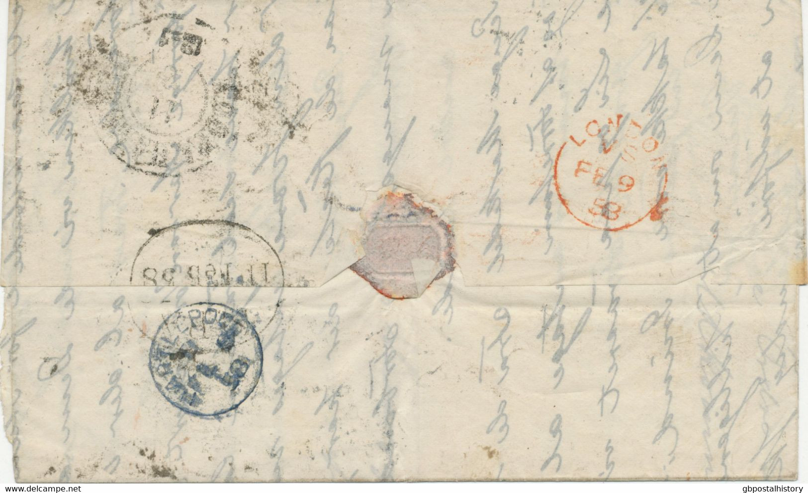 GB 1858, QV 1 D Red Stars (GH) Together With 4 D Rose-carmin On Very Fine Cover Tied By Numeral „947“ (HARTLEPOOL) - Brieven En Documenten