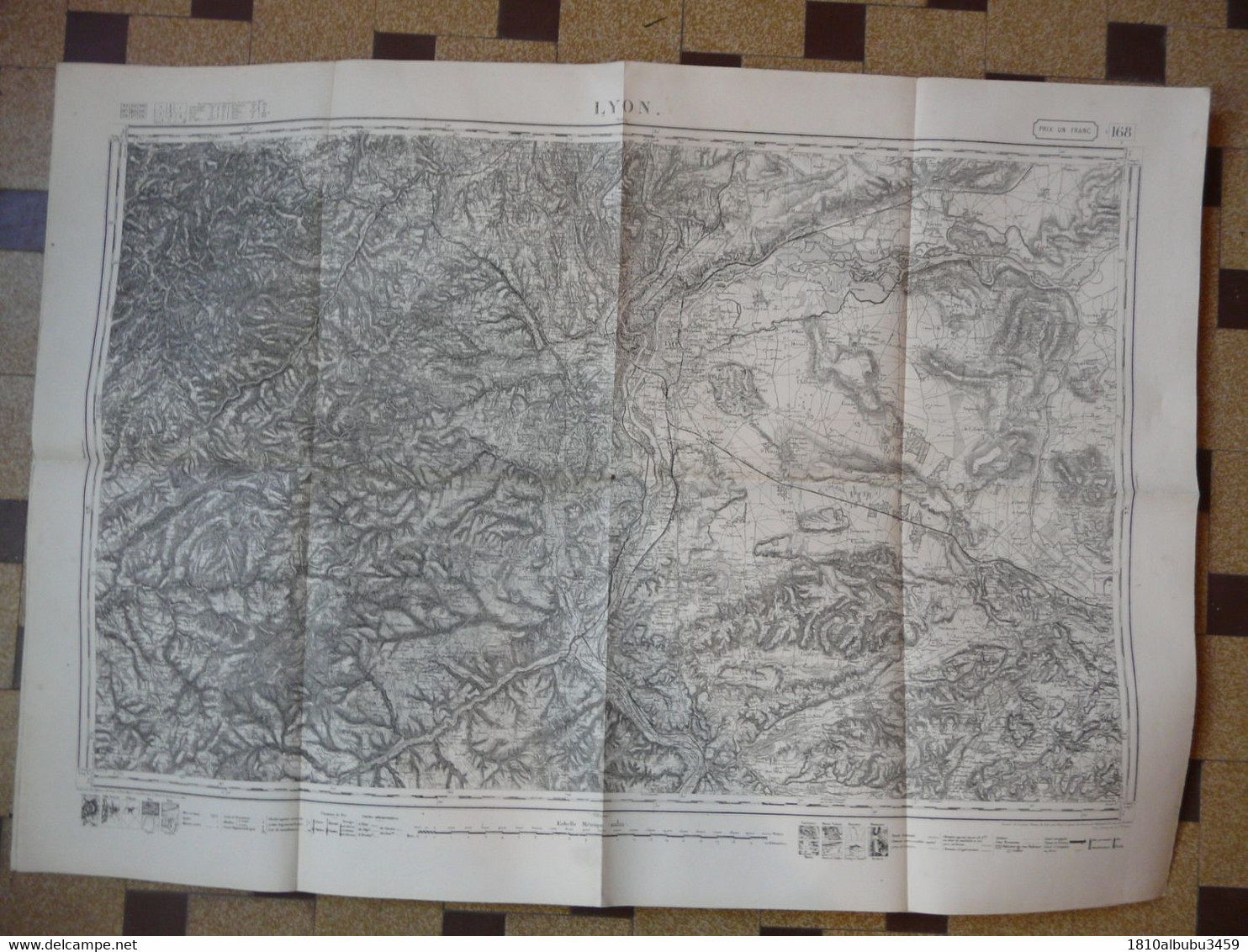 CARTE TOPOGRAPHIQUE LYON : Ech. Métrique 1/80000 - Levée Par Les Officiers D'Etat Major En 1841 (92 X 64 Cm) - Cartes Topographiques