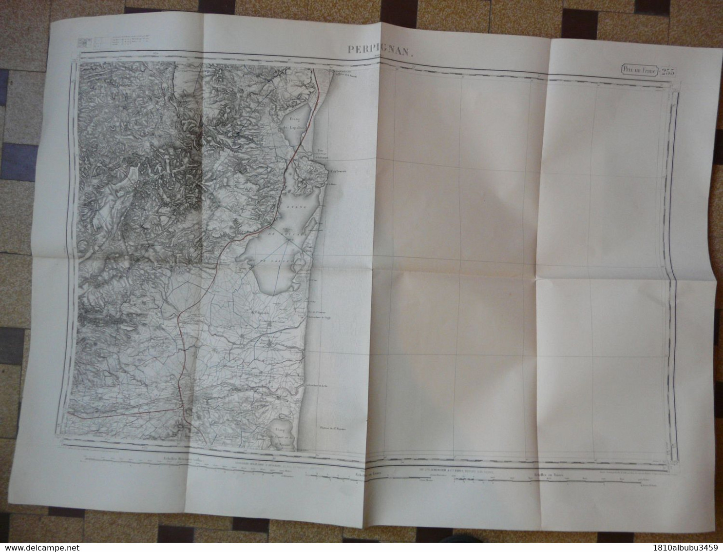 CARTE TOPOGRAPHIQUE PERPIGNAN : Echelle Métrique 1/80000 - Levée Par Les Officiers D'Etat Major En 1857  ( 92 X 64 Cm) - Cartes Topographiques