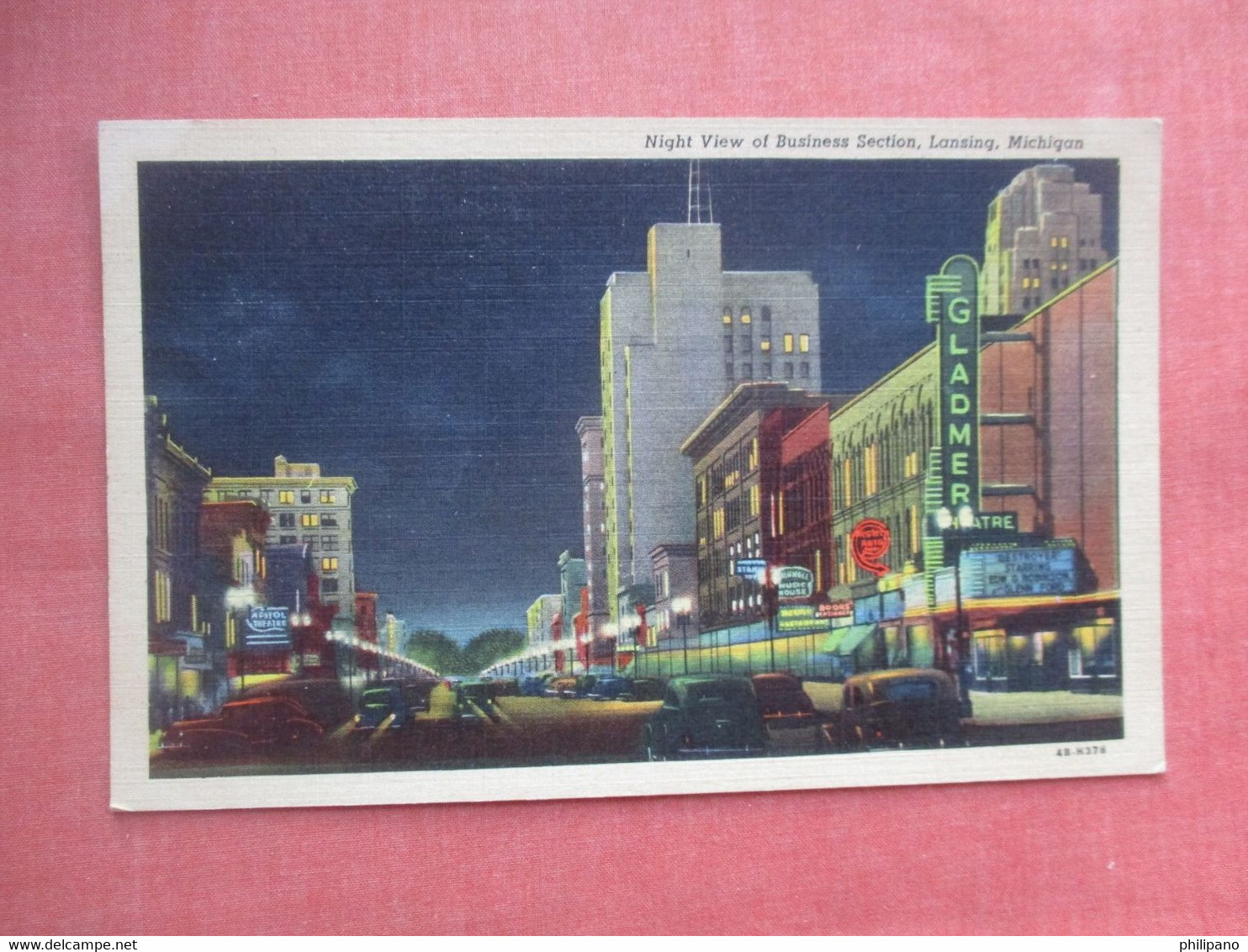 Night View  Theatre In Business Section.  Lansing  Michigan >  Ref  5345 - Lansing