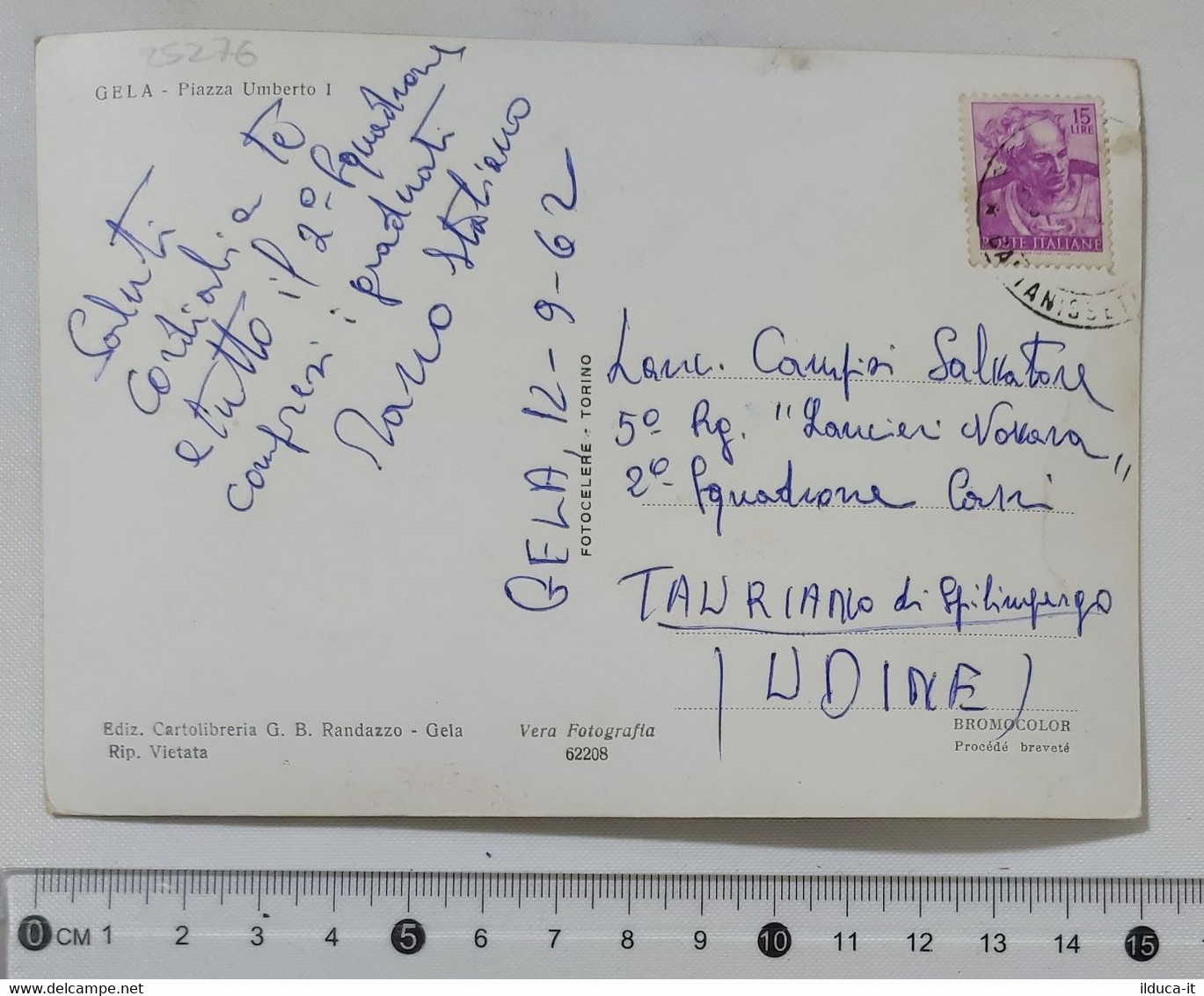 25276 Cartolina - Caltanissetta - Gela - Piazza Umberto I - VG 1962 - Gela