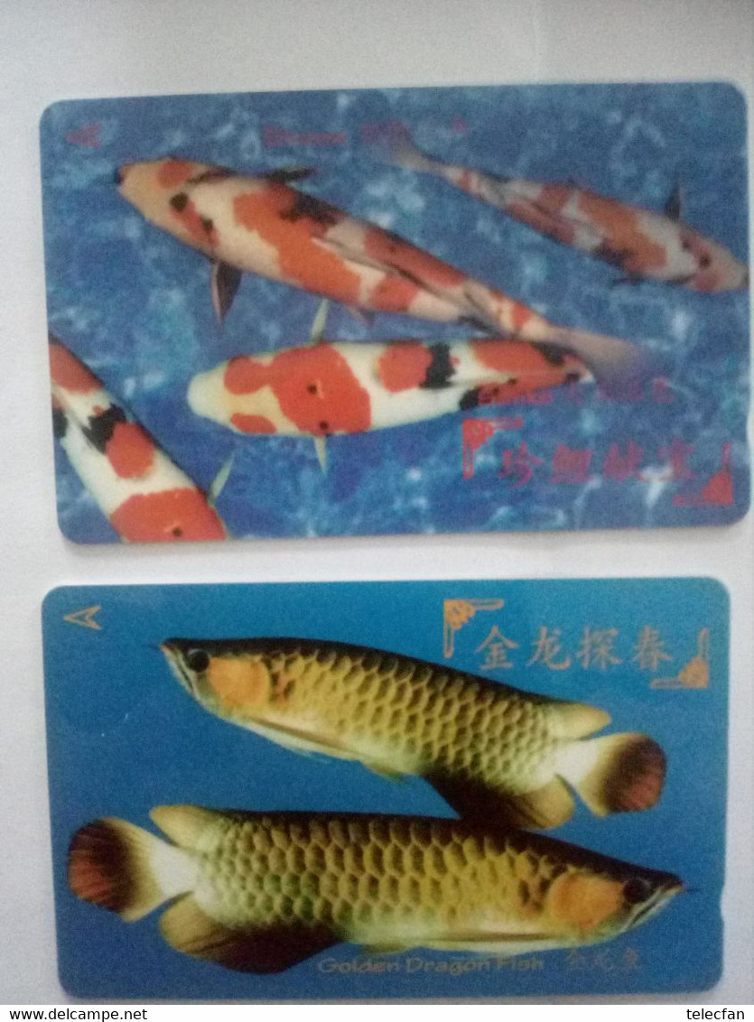 SINGAPOUR SINGAPORE 2 CARDS POISSONS FISH 10$ + 20$ UT - Fish