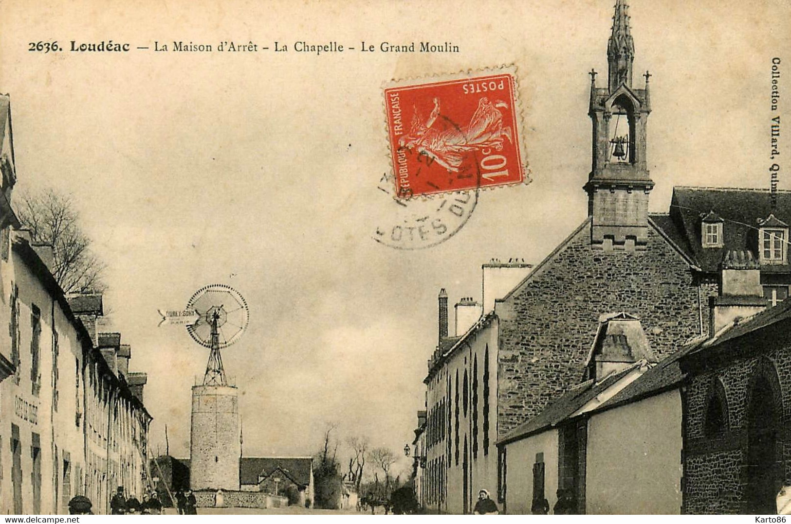 Loudéac * éolienne * La Maison D'arrêt , Le Grand Moulin Et La Chapelle * Rue * Molen Moulin à Vent - Loudéac