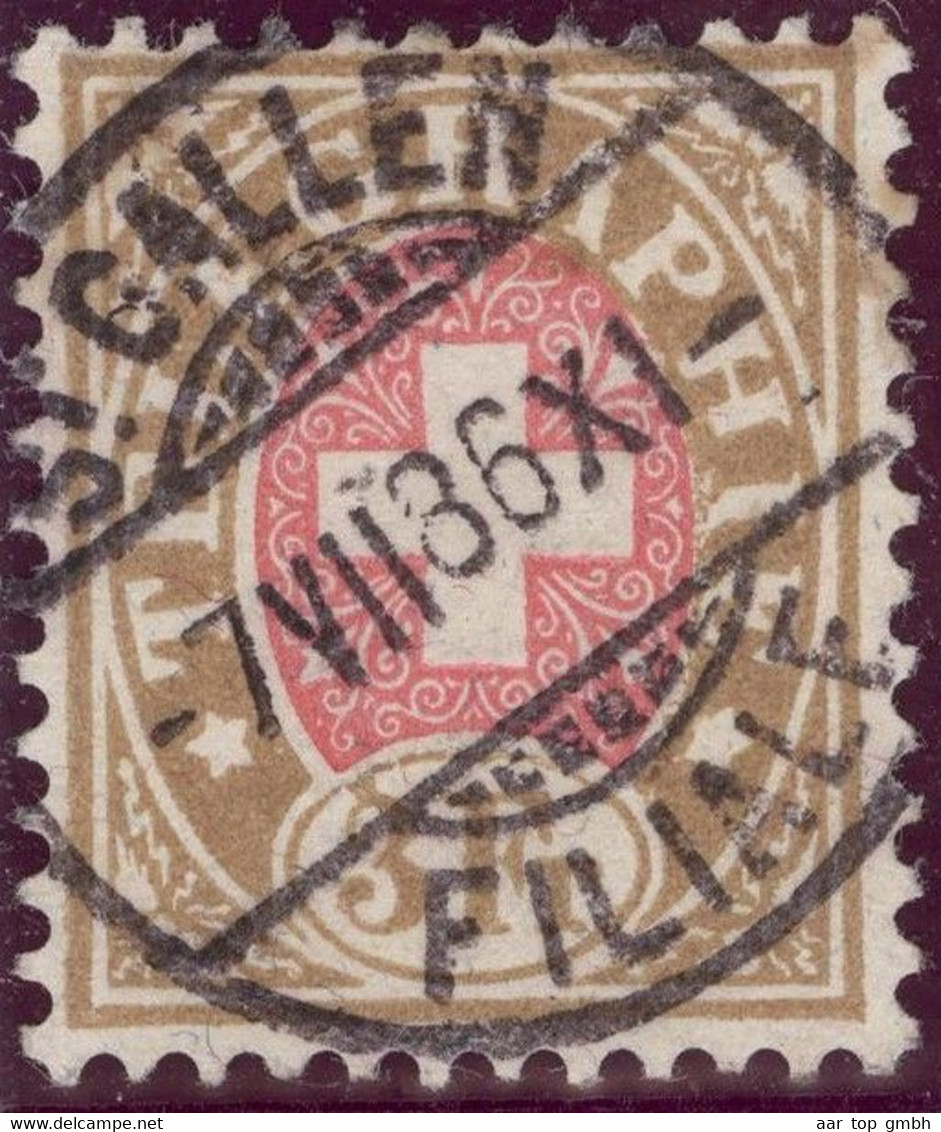 Heimat SGs St.Gallen Filiale 1886-07-07 Telegraphen-Stempel Auf Zu#18 Telegrapfen-Marke 3 Fr. - Telegraph