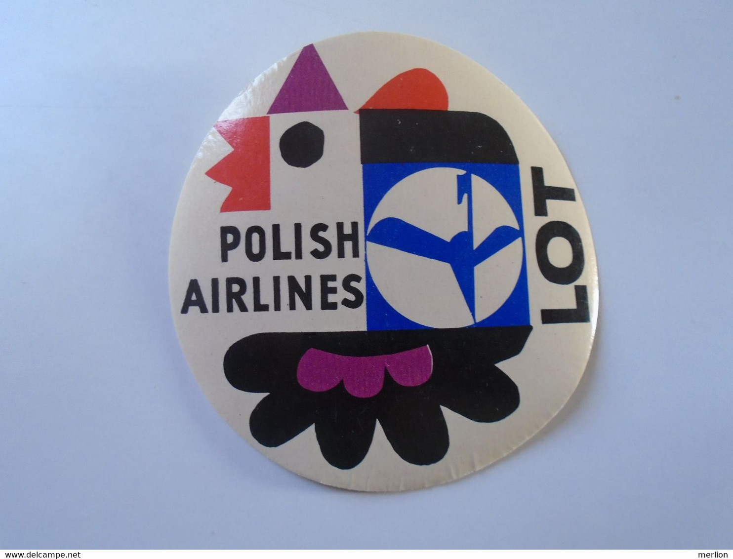 D186776  LOT - Polish Airlines - Original Airline Vintage Luggage   Label Ca1960's Etiquette Valise - Etichette Da Viaggio E Targhette