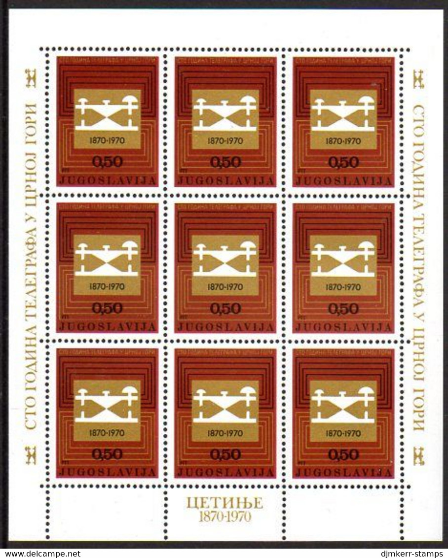 YUGOSLAVIA 1970 Telegraph Centenary Sheetlet MNH / **.  Michel 1396 - Hojas Y Bloques