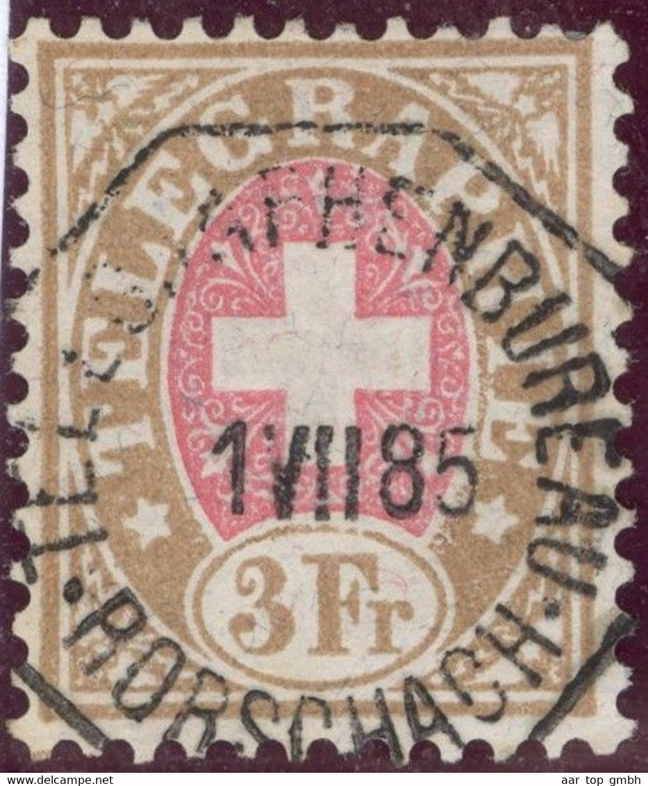 Heimat SG RORSCHACH 1885-07-01 Telegraphen-Stempel Auf Zu#18 Telegrapfen-Marke 3 Fr. - Télégraphe