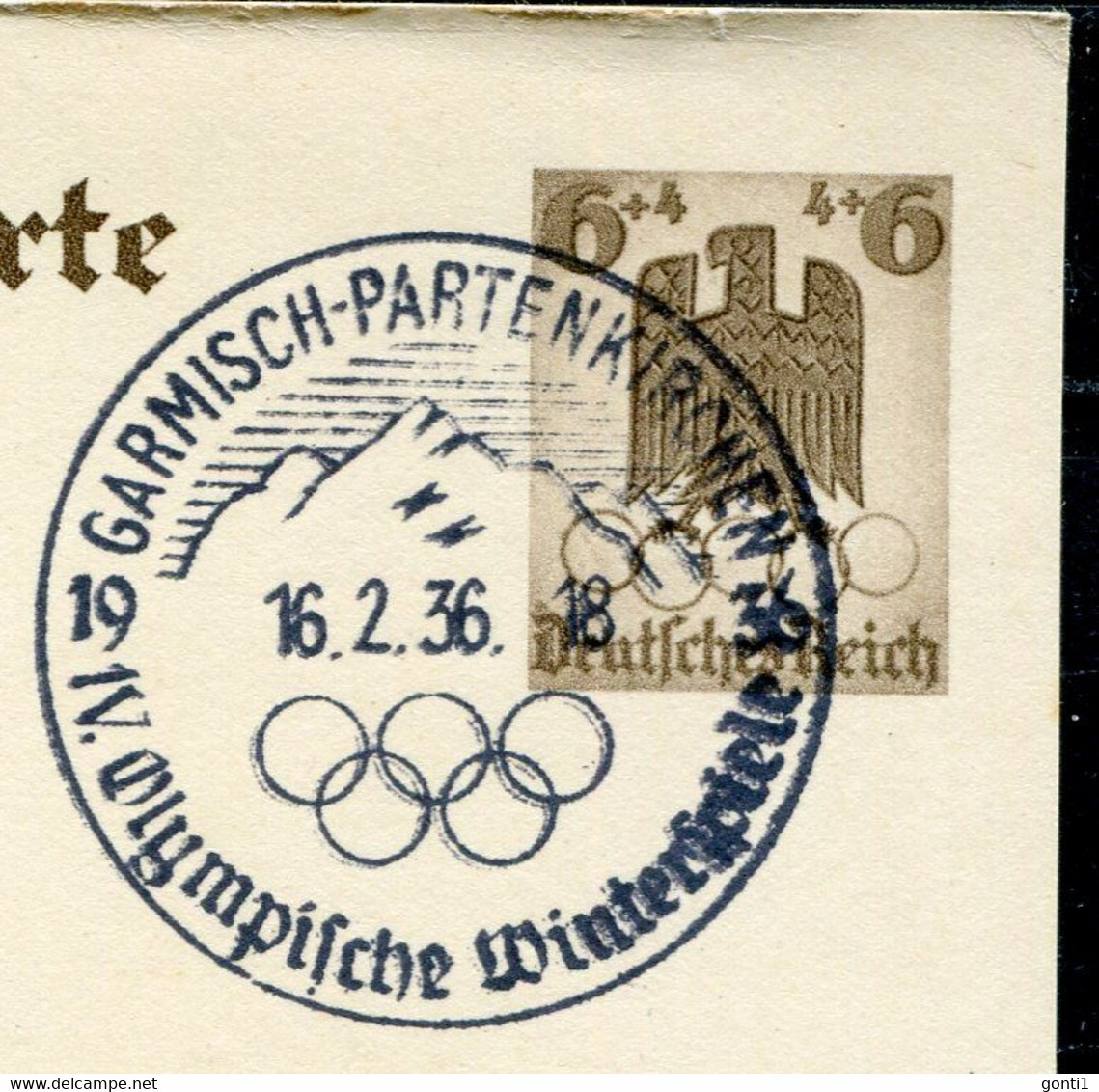 German Empires 1936 GS Olympische Winterspiele Mi.Nr.P257mit SST"Garmisch-Partenkirchen-IV.Olympsche Wintersp" 1 GS Used - Winter 1936: Garmisch-Partenkirchen