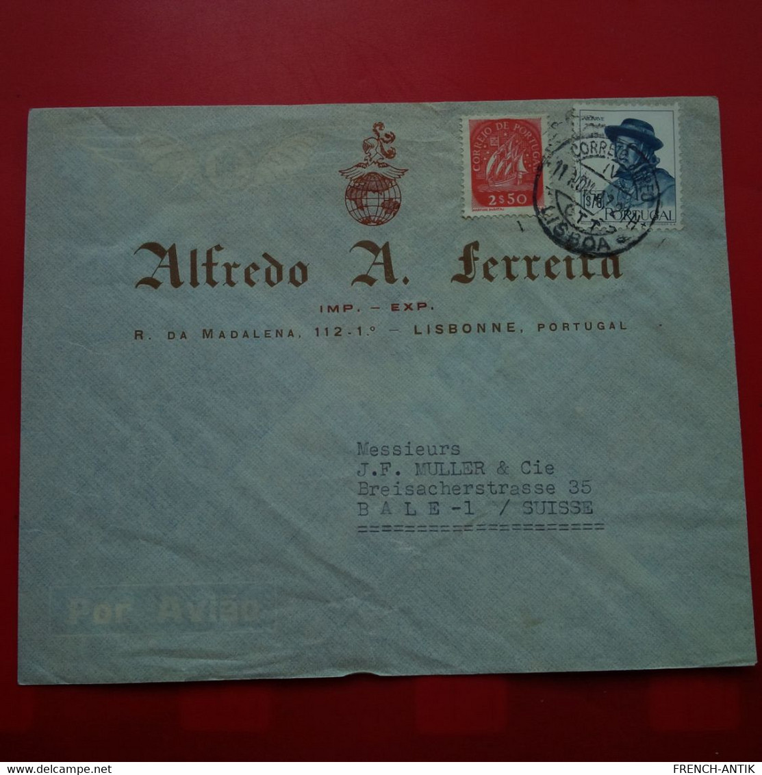 LETTRE LISBONNE ALFREDO A FERREIRA POUR BALE - Lettres & Documents