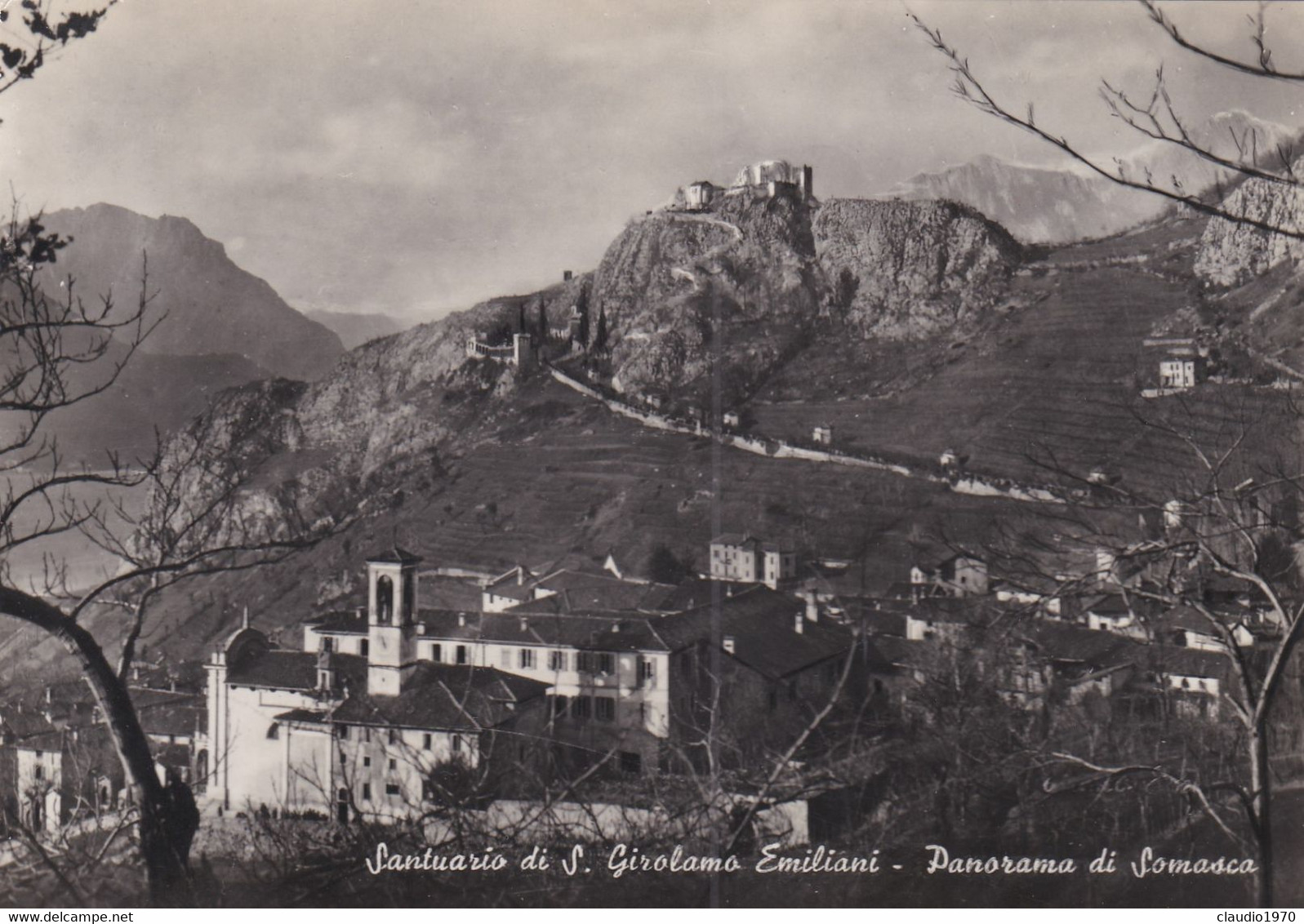 LECCO - CARTOLINA - S. GIROLAMO EMILIANI - PANORAMA DI SOMASCA - VIAGGIATA PER BERGAMO ALTA - Lecco