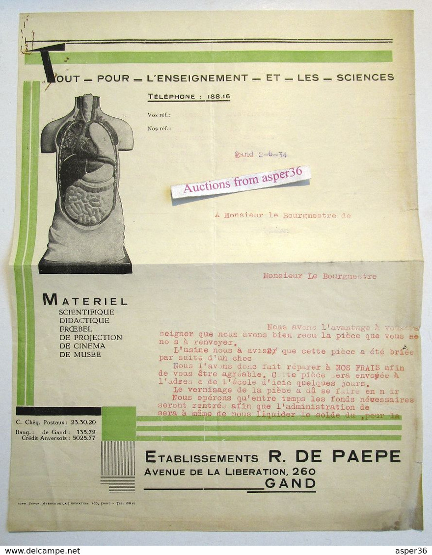 Materiel Scientifique, Ets R. De Paepe, Avenue De La Liberation, Gent 1934 - 1900 – 1949
