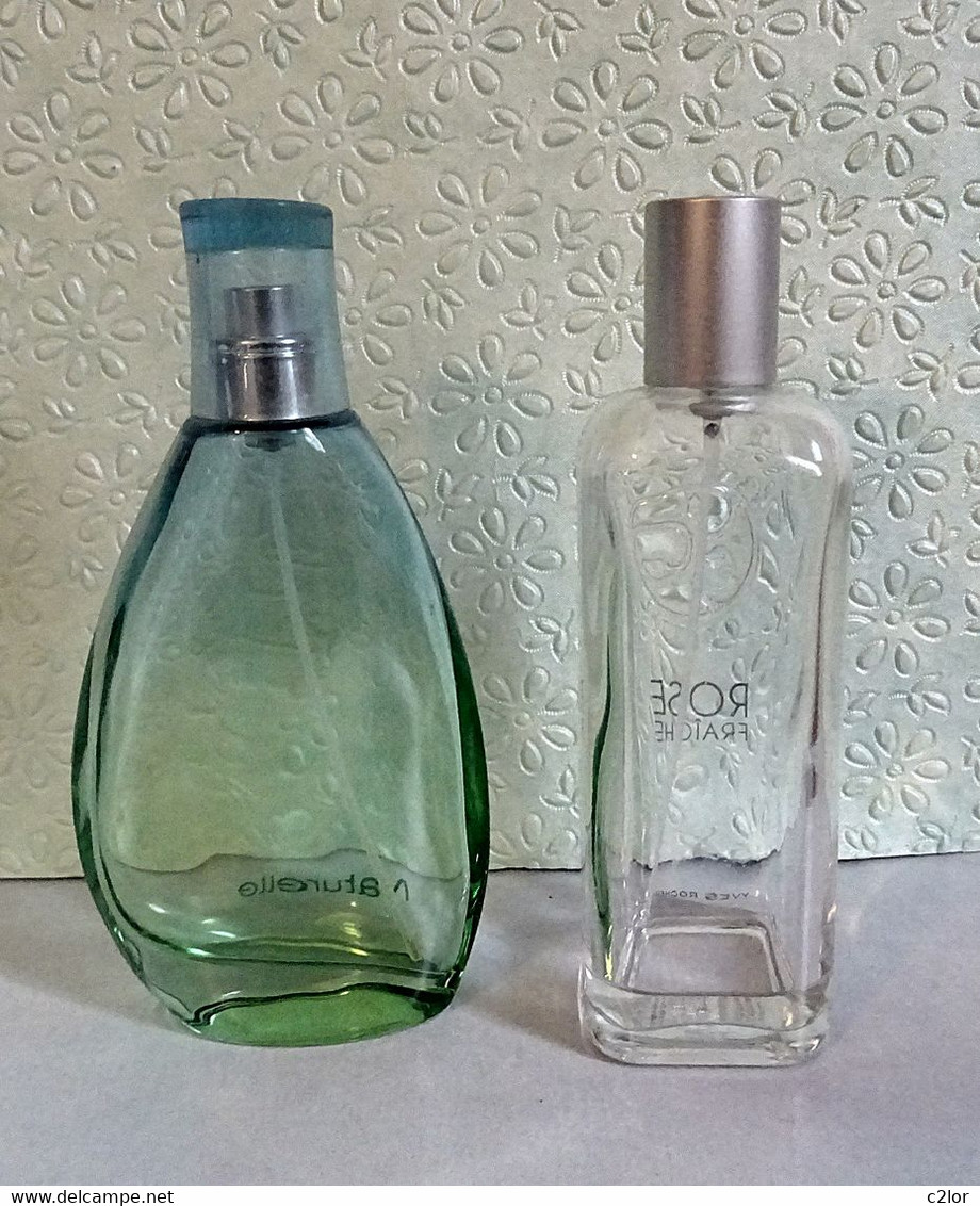 2 Flacons Spray  " Yves ROCHER "  Naturelle Et Rose Fraîche Eau De Toilette 75 Ml Et 100 Ml VIDE/EMPTY - Flacons (vides)