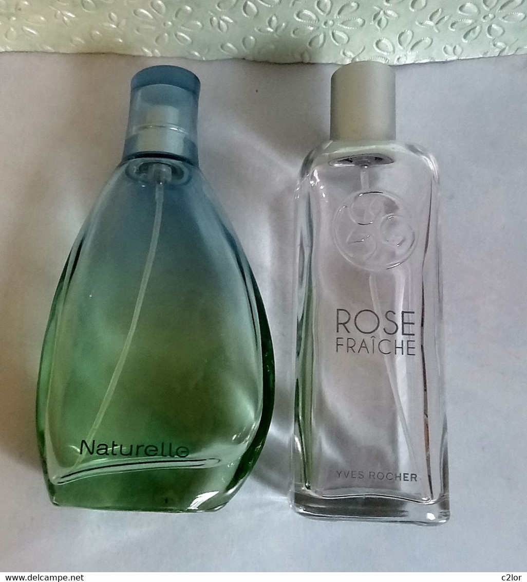 2 Flacons Spray  " Yves ROCHER "  Naturelle Et Rose Fraîche Eau De Toilette 75 Ml Et 100 Ml VIDE/EMPTY - Flakons (leer)