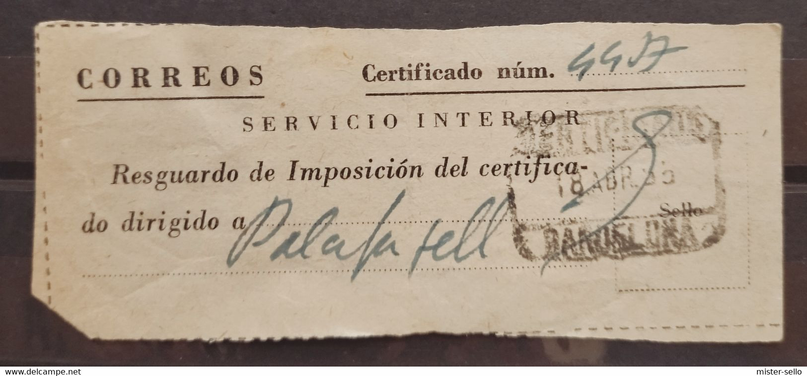 RESGUARDO DE CERTIFICADO CON SELLO DE MUTUALIDAD DE CORREOS - APORTACIÓN VOLUNTARIA. - Dienst