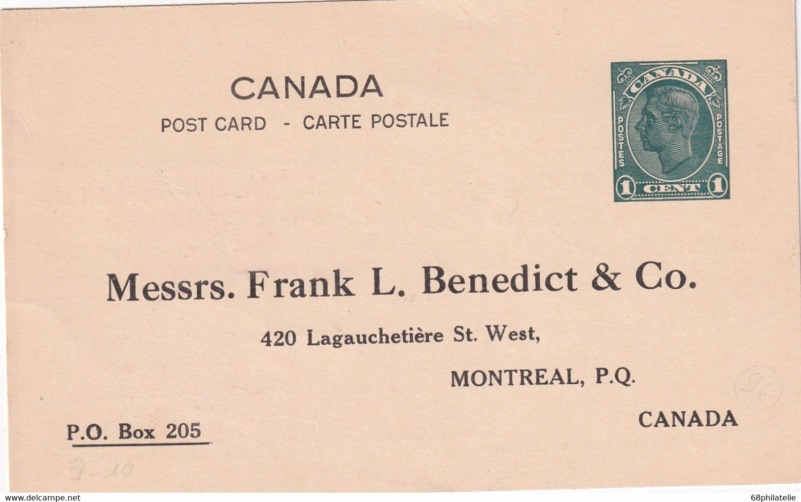 CANADA    ENTIER POSTAL/GANZSACHE/POSTAL STATIONERY  CARTE - 1903-1954 De Koningen