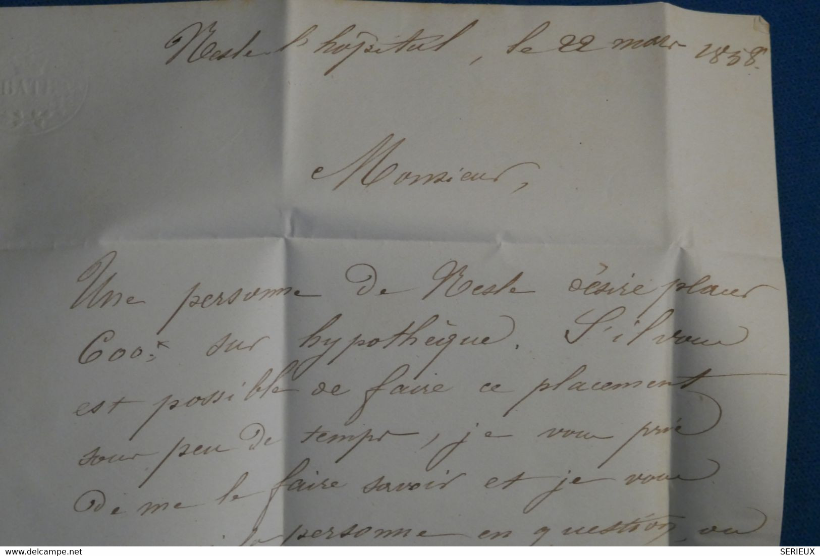 AJ11 FRANCE  BELLE LETTRE Q LUXE  1858 SEVARPONT A AUMATRE  +CACHET PERLE ET OR  + AFFRANCH. INTERESSANT - 1853-1860 Napoleone III