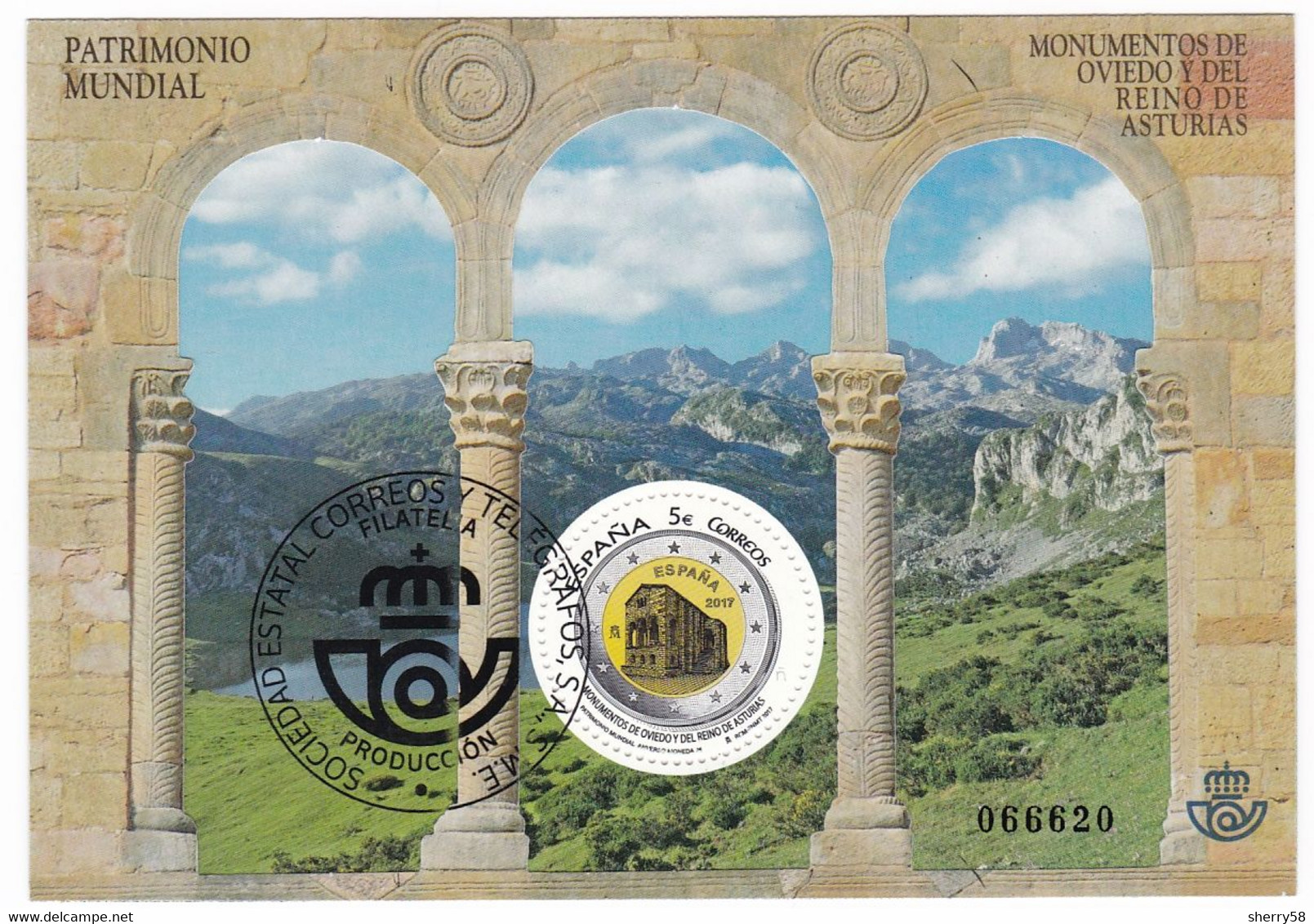 2017-ED. 5149 H.B. DESPLEGABLE- Patrimonio Mundial. Monumentos De Oviedo Y Reino De Asturias  -USADO -Mat. Especial-GOMA - Blocs & Hojas