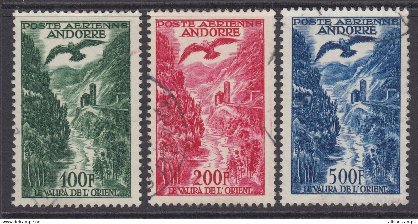 Andorra, Scott C2-C4 (Yvert PA2-PA4), Used - Luchtpost