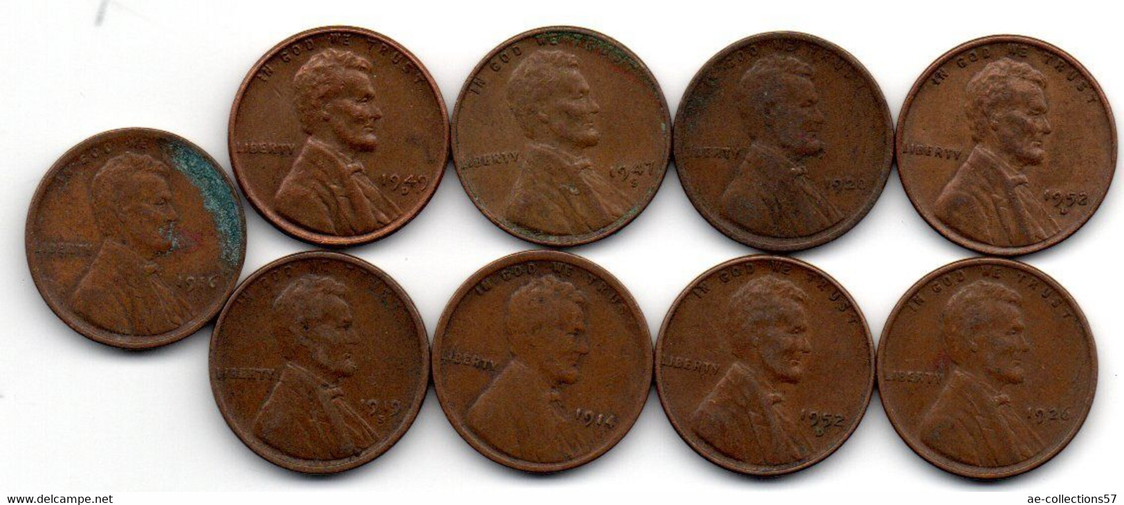 USA 1 Cent Divers Lot De 9 Monnaies - 1859-1909: Indian Head