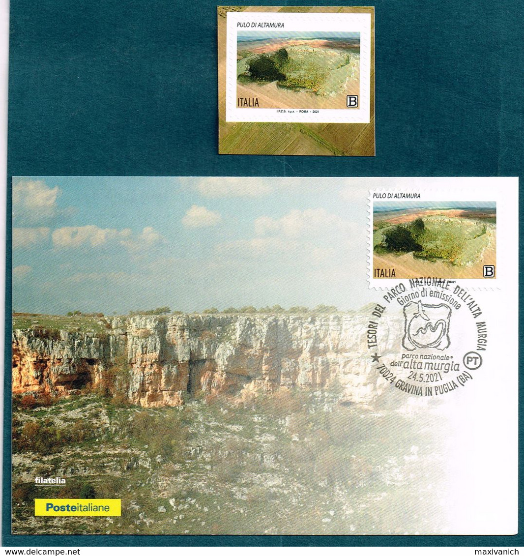 Italy 2021 TREASURES OF THE NATIONAL PARK OF ALTA MURGIA Doline Pulo Di Altamura Geology Karst Maxicard + Stamp MNH - 2021-...: Mint/hinged