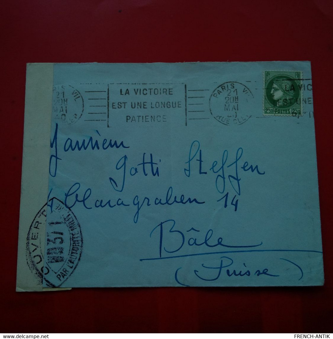 LETTRE PARIS POUR BALE CENSURE MILITAIRE 1940 - Lettres & Documents