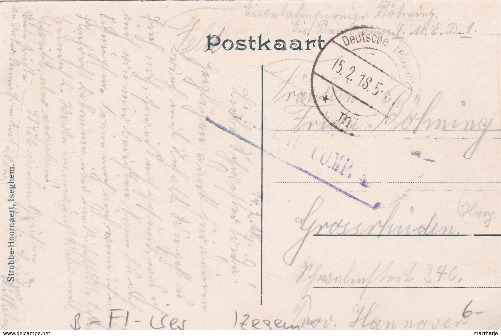 Iseghem - Mandelhof - Feldpostkarte - 1918 ! - Mooi Gekleurde En Gedetailleerde Kaart - Izegem