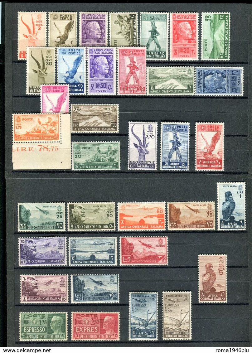 AFRICA ORIENTALE 1938 SOGGETTI VARI SERIE CPL. 35 V. ** MNH - Africa Orientale Italiana