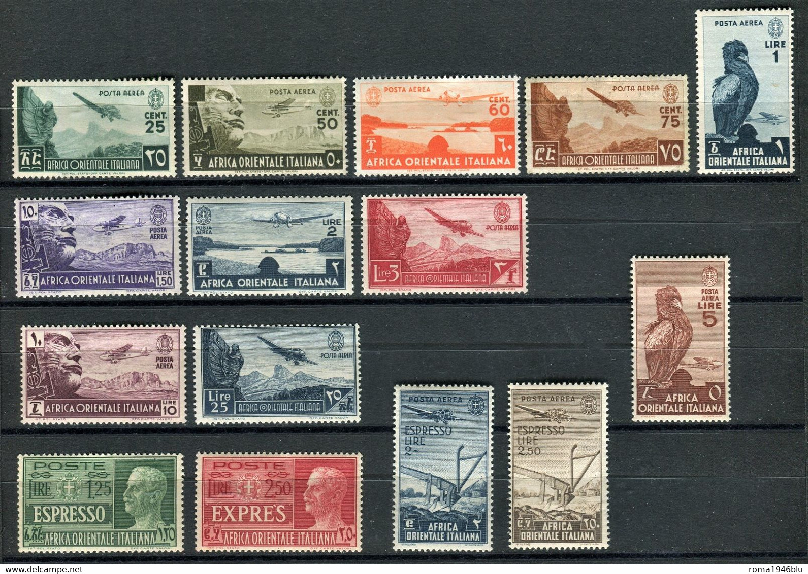 AFRICA ORIENTALE 1938 SOGGETTI VARI SERIE CPL. 35 V. ** MNH - Africa Orientale Italiana