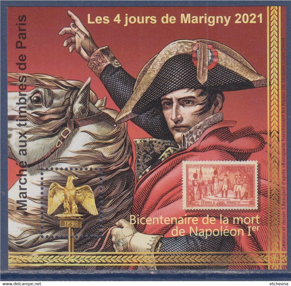 Les 4 Jours De Marigny 2021 Bloc Neuf Gommé Bicentenaire De La Mort De Napoléon, Dentelé N°0506 Au Verso - Carré Marigny