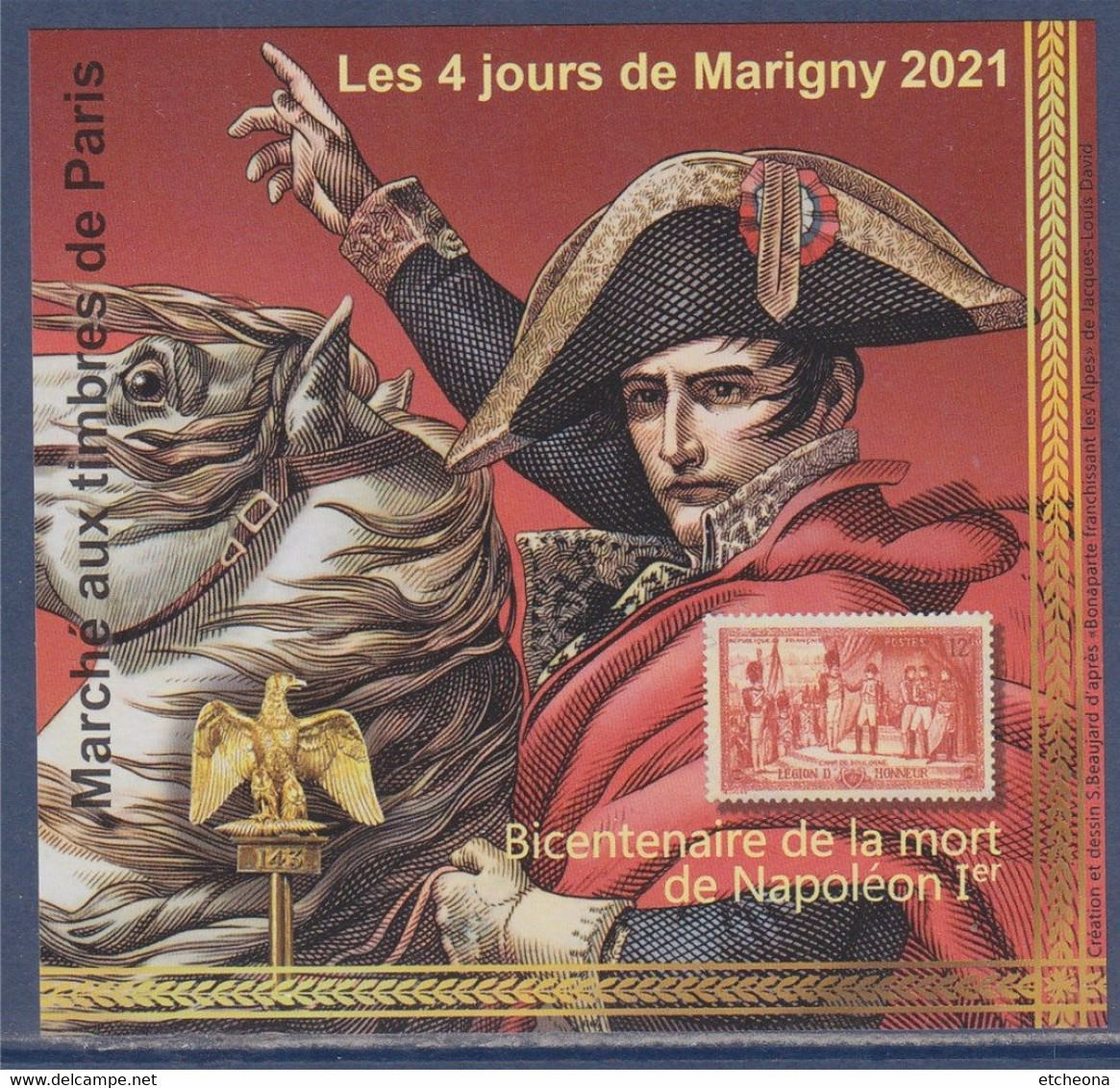 Les 4 Jours De Marigny 2021 Bloc Neuf Gommé Bicentenaire De La Mort De Napoléon, Non Dentelé N°0506 Au Verso - Carré Marigny