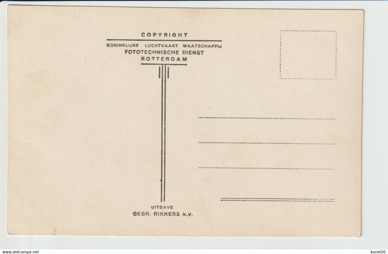 Vintage Rppc KLM K.L.M. Fokker F-7A Aircraft Registration H-NADX - 1919-1938: Entre Guerres