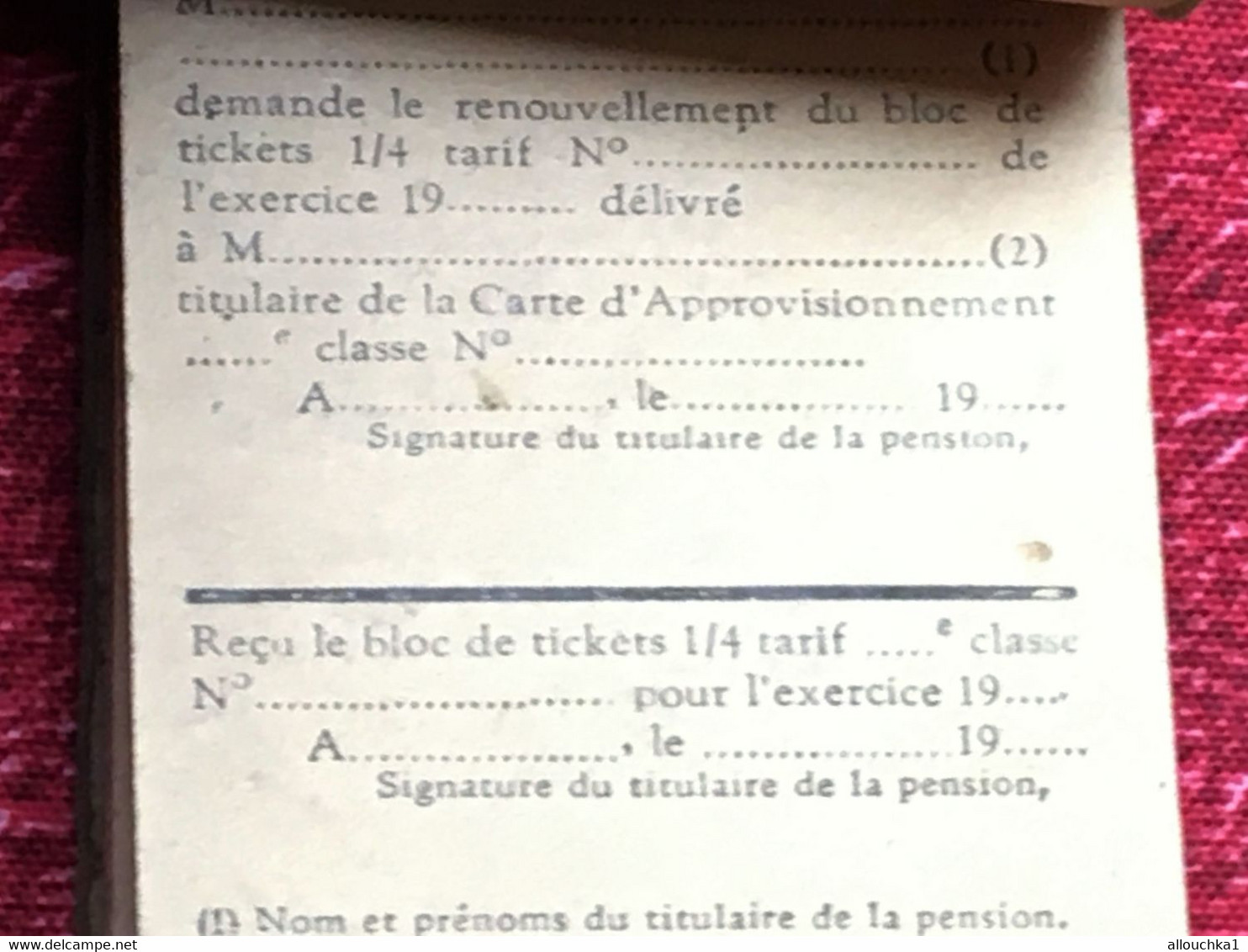 SNCF Réduction 75% Tarif militaires 3é Class-☛Titres de transport Carnet Tickets pour plusieurs voyages Chemins de Fer-☛