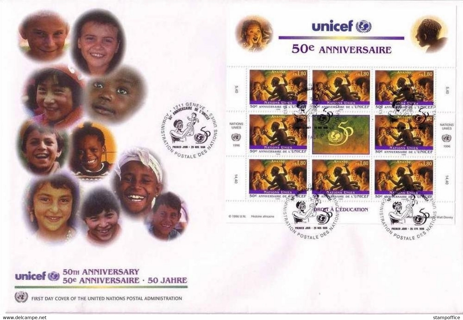 UNO GENF MI-NR. 301-302 FDC KB UNICEF - KINDERHILFSWERK - MÄRCHEN Und LEGENDEN - Contes, Fables & Légendes