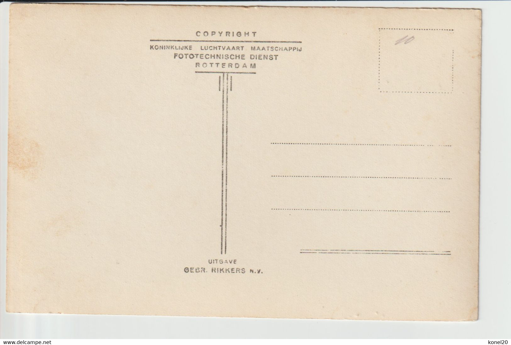 Vintage Rppc KLM K.L.M. Fokker F-7A Aircraft Registration PH-ADR - 1919-1938: Entre Guerres